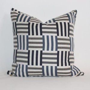 Striped Blue Decorative Throw Pillow Cover